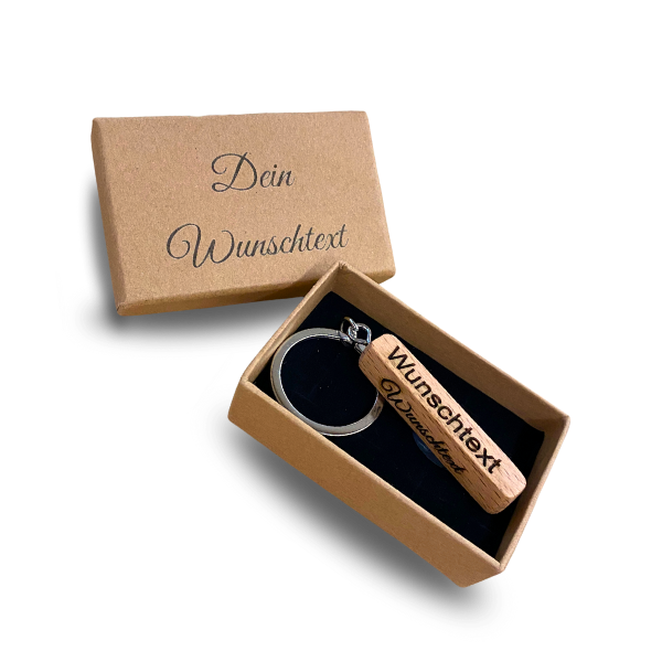 Maße der Verpackung mit Gravur Holz-Schlüsselanhänger