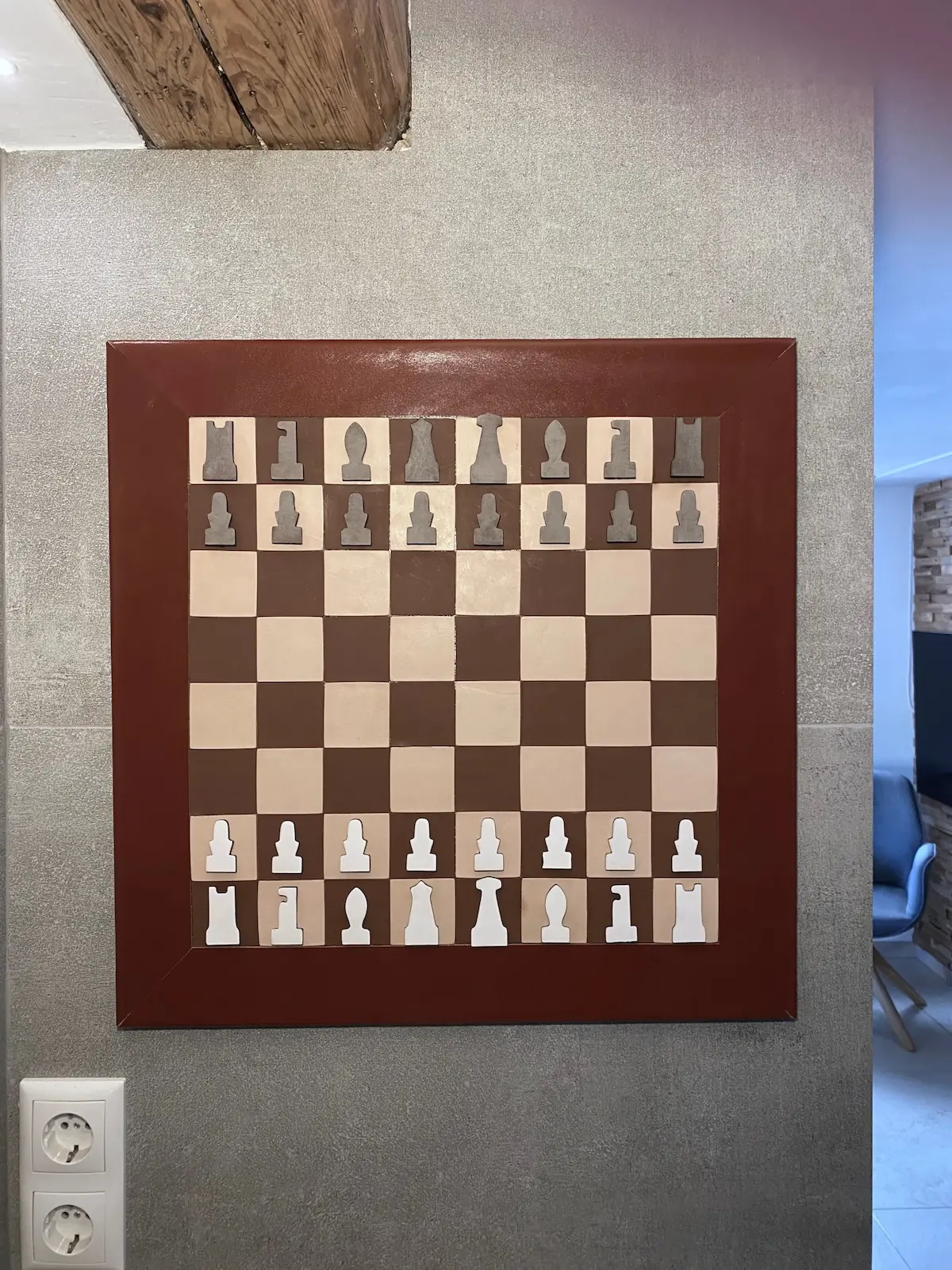 Leder Schachspiel zur Wandmontage mit individueller Gravur