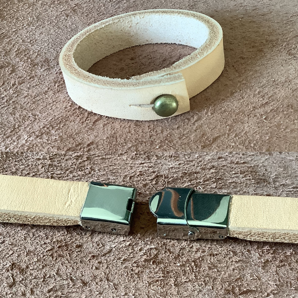 Lederarmbänder mit Knopfverschluss und Klippverschluss
