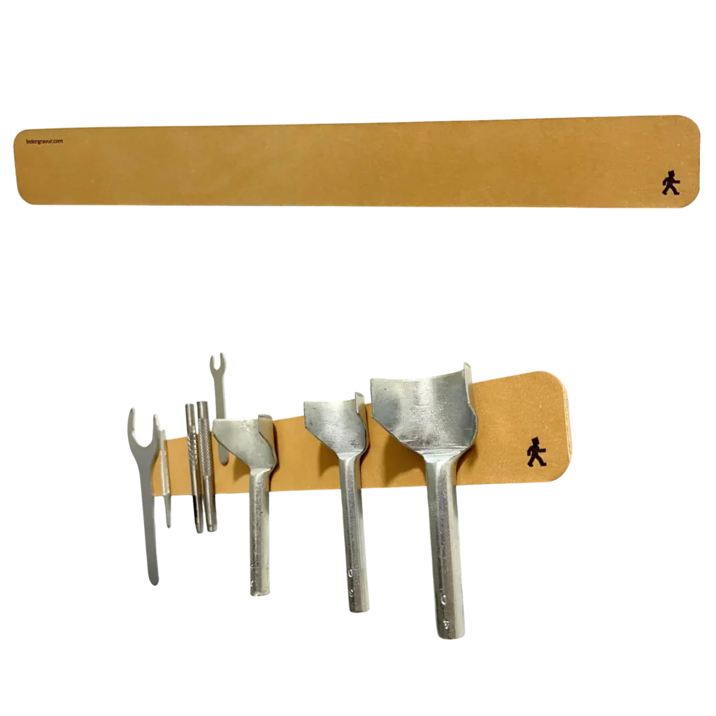 Bad Organizer Leder magnetisch für Feilen Scheren und Pinzetten mit Wunschgravur natur 33cm-Leiste mit und ohne Werkzeug