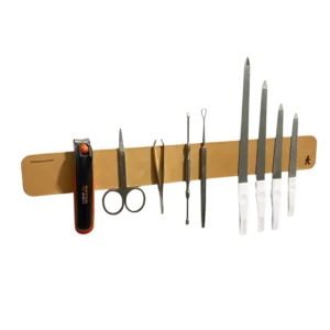Bad Organizer Leder magnetisch für Feilen Scheren und Pinzetten mit Wunschgravur naturbelassen 33cm-Leiste