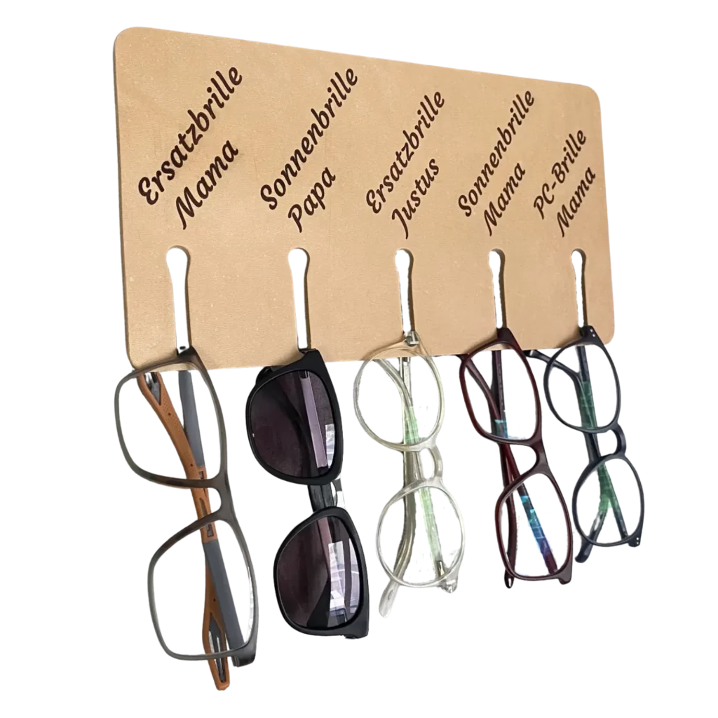 Ledergravur Brillenhalter naturbelassen graviert mit Brillen