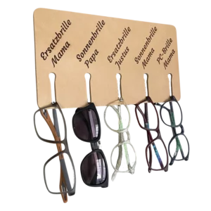 Ledergravur Brillenhalter naturbelassen graviert mit Brillen