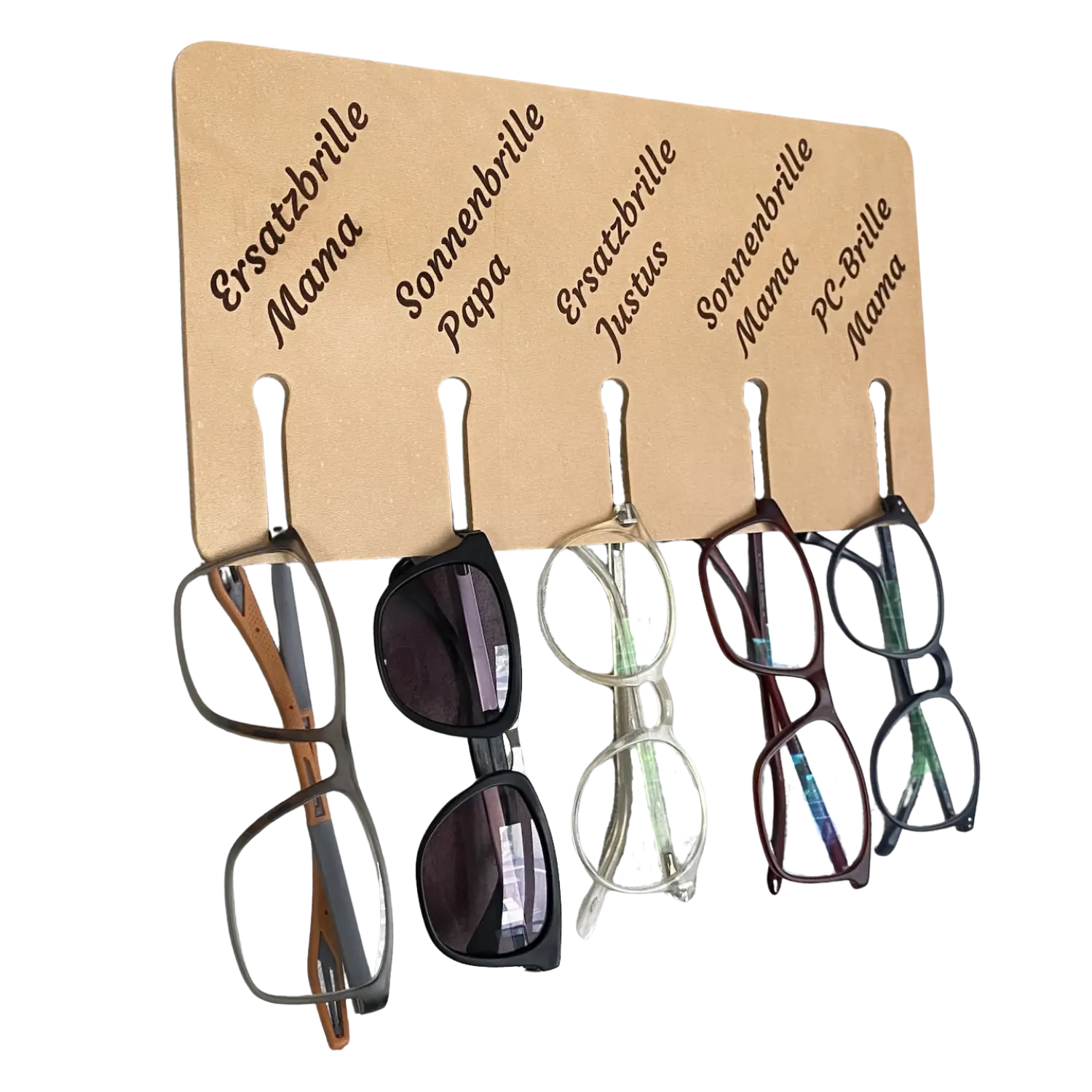 Ledergravur Brillenhalter naturbelassen graviert mit Brillen