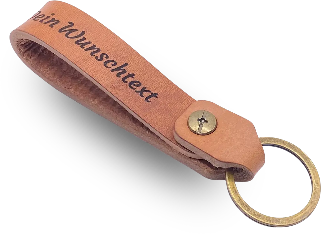 Brauner Schlüsselanhänger mit 4 mm Lederstärke von ledergravur.com